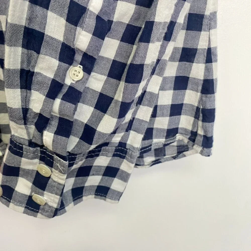 J. Crew Blue and White Checkered Button Down Top